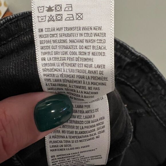 American Eagle black denim button front mini skirt size 0 - Picture 10 of 13